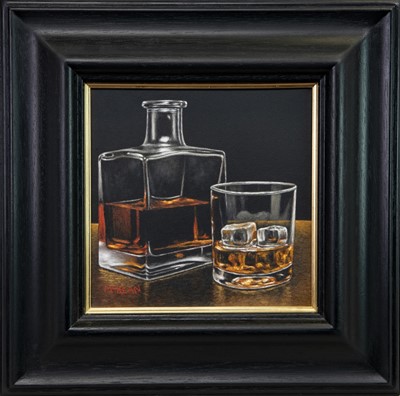 Lot 705 - DECANTER WITH GLASS, AN OIL BY GRAHAM MCKEAN