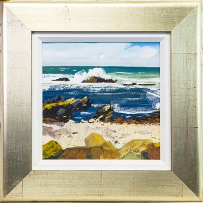 Lot 610 - WEST COAST ROCKY SHORE, AN OIL BY SALLY MITCHELL