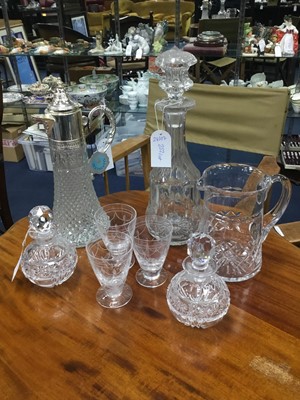 Lot 252 - A PAIR OF CRYSTAL DECANTERS AND OTHER GLASS ITEMS