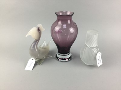 Lot 257 - AN OPAQUE GLASS DECANTER AND OTHER GLASS ITEMS