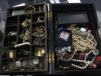 Lot 156 - A COLLECTION OF COSTUME JEWELLERY, WATCHES AND COINS