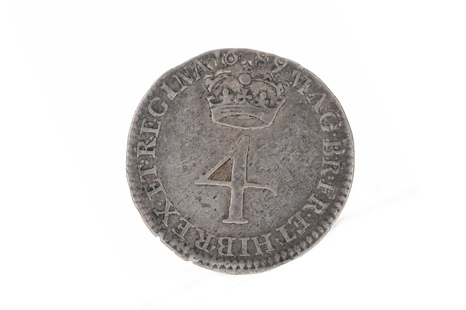 Lot 127 - WILLIAM AND MARY (1689 - 1694) FOURPENCE MAUNDY COIN DATED 1689