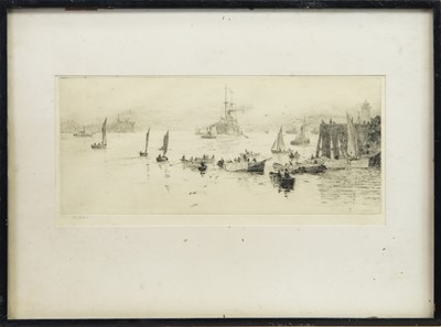 Lot 142 - NORTH SHIELDS HARBOUR, A DRYPOINT BY WILLIAM LIONEL ETCHING