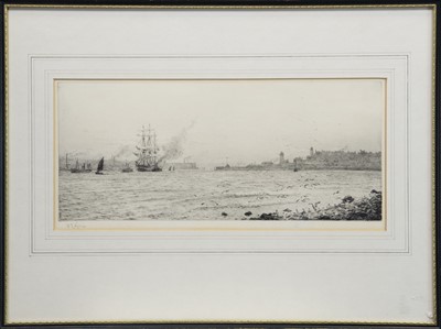 Lot 143 - HARBOUR SCENE, A DRYPOINT ETCHING BY WILLIAM LIONEL WYLLIE
