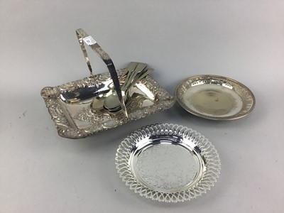 Lot 323 - A SILVER PLATED SERVING BASKET AND OTHER SILVER PLATED ITEMS