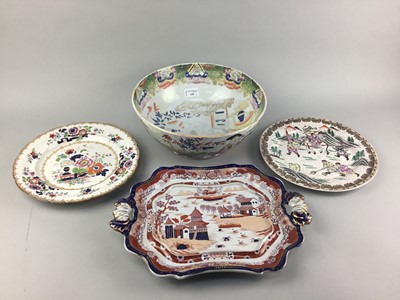 Lot 328 - A MASONS BOWL ALONG WITH ASIAN CERAMICS