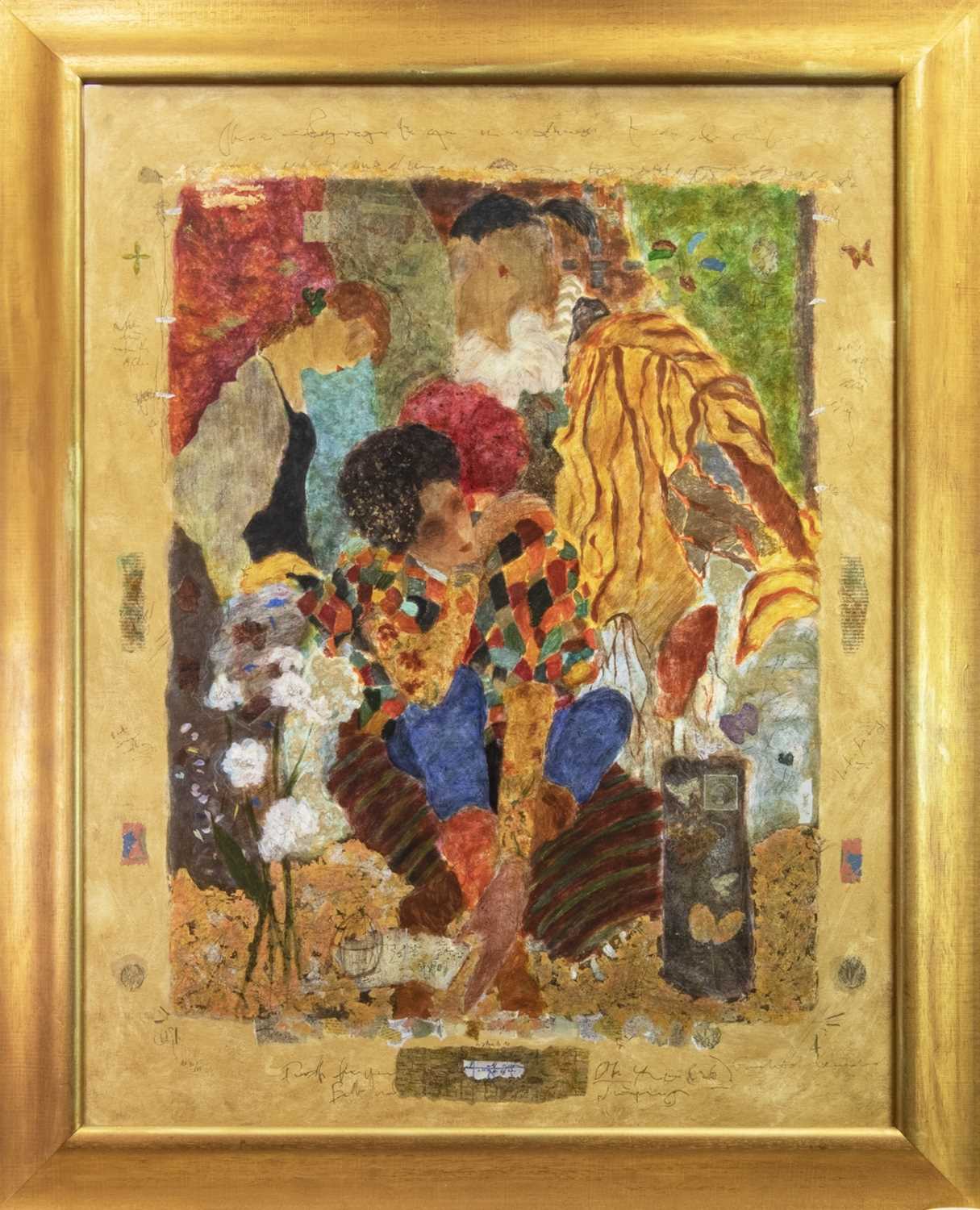 Lot 718 - LISTEN TO ME, A MIXED MEDIA SERIGRAPH BY ROY FAIRCHILD-WOODARD