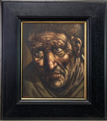 Lot 727 - THE BOXER, AN OIL BY PETER HOWSON