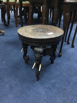 Lot 353 - AN INDIAN OCCASIONAL TABLE AND A NEST OF THREE TABLES