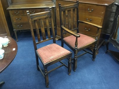 Lot 364 - A LOT OF SIX OAK DINING CHAIRS