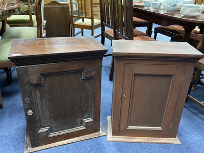 Lot 366 - A MAHOGANY WALL HANGING CUPBOARD AND ANOTHER