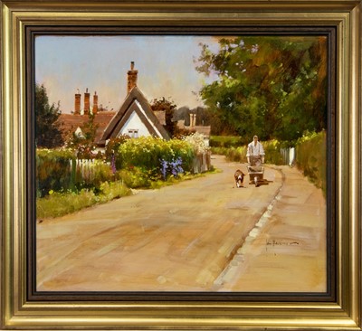 Lot 732 - SOUTHHILL VILLAGE, BEDFORDSHIRE, AN OIL BY JOHN HASKINS