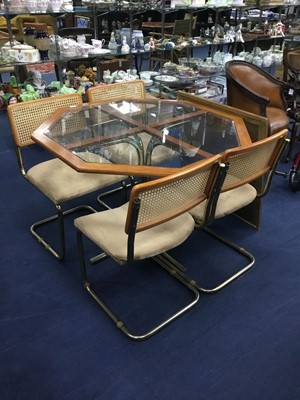 Lot 379 - A MODERN KITCHEN TABLE AND FOUR CHAIRS