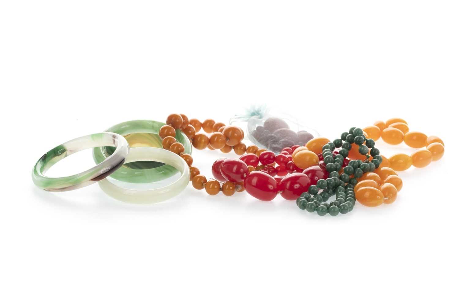 Lot 810 - A COLLECTION OF BEADED NECKLACES AND BANGLES