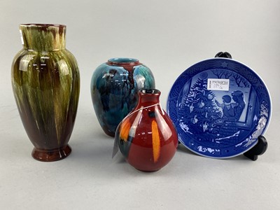 Lot 189 - A POOLE POTTERY FLAMBE VASE ALONG WITH OTHER CERAMICS