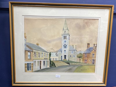 Lot 411 - THE STEEPLE, KILBARCHAN, A WATERCOLOUR BY JOHN CLARK