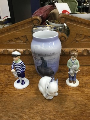 Lot 402 - A ROYAL COPENHAGEN VASE AND OTHER CERAMICS