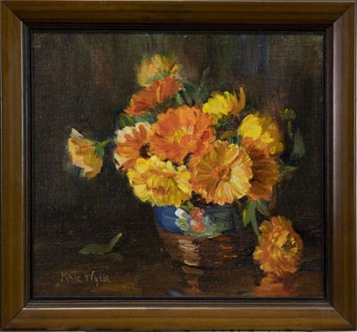 Lot 53 - STILL LIFE WITH FLOWERS, AN OIL BY KATE WYLIE