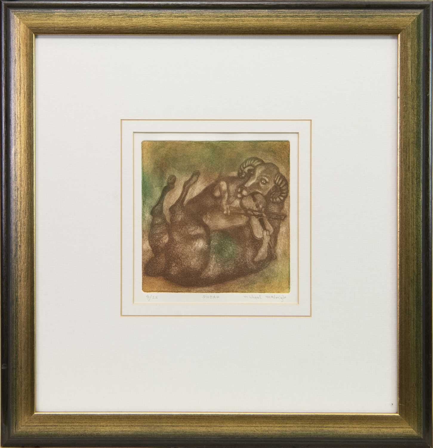 Lot 351 - SHEEP, AN ETCHING BY MICHAEL MCVEIGH