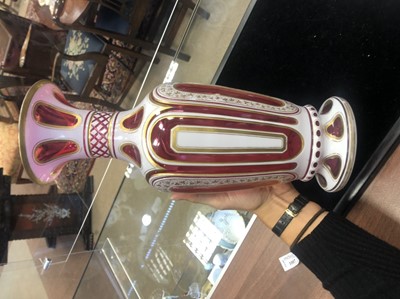 Lot 1007 - A LATE 19TH CENTURY BOHEMIAN CRANBERRY GLASS VASE