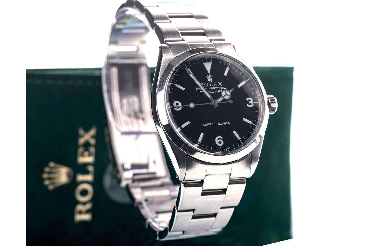 Lot 752 - A GENTLEMAN'S ROLEX OYSTER PERPETUAL EXPLORER SUPER PRECISION STAINLESS STEEL AUTOMATIC WRIST WATCH