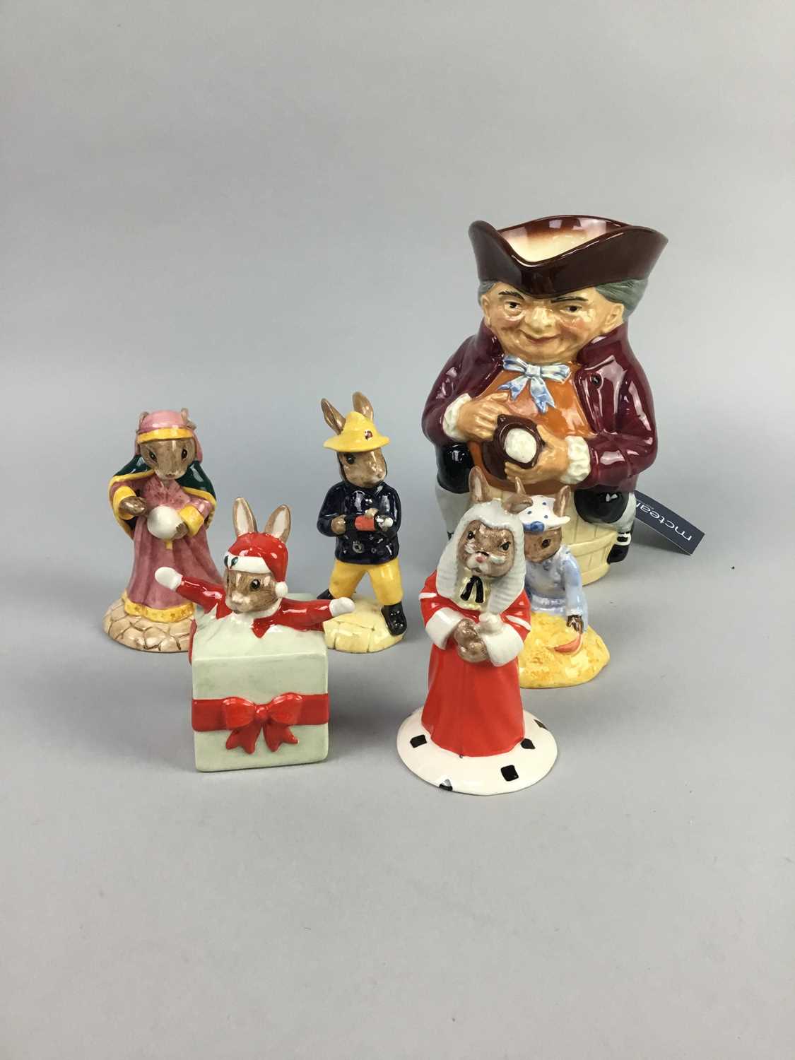Lot 17 - A LOT OF NINE ROYAL DOULTON BUNNYKINS FIGURES ALONG WITH OTHER DOULTON