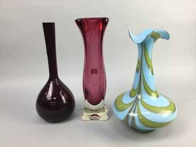 Lot 133 - A CZECH. RUBY GLASS VASE AND OTHERS