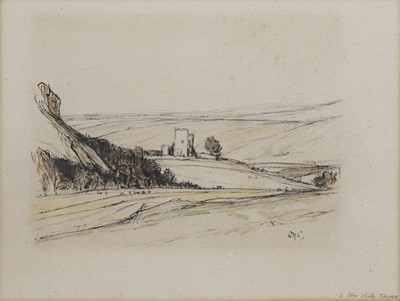 Lot 523 - THE HILL TOWER, A WATERCOLOUR BY DAVID YOUNG CAMERON