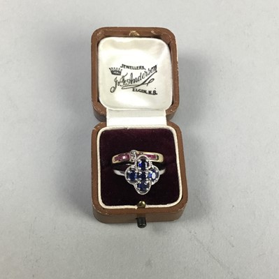 Lot 7 - A NINE CARAT GOLD RUBY AND DIAMOND RING AND ANOTHER