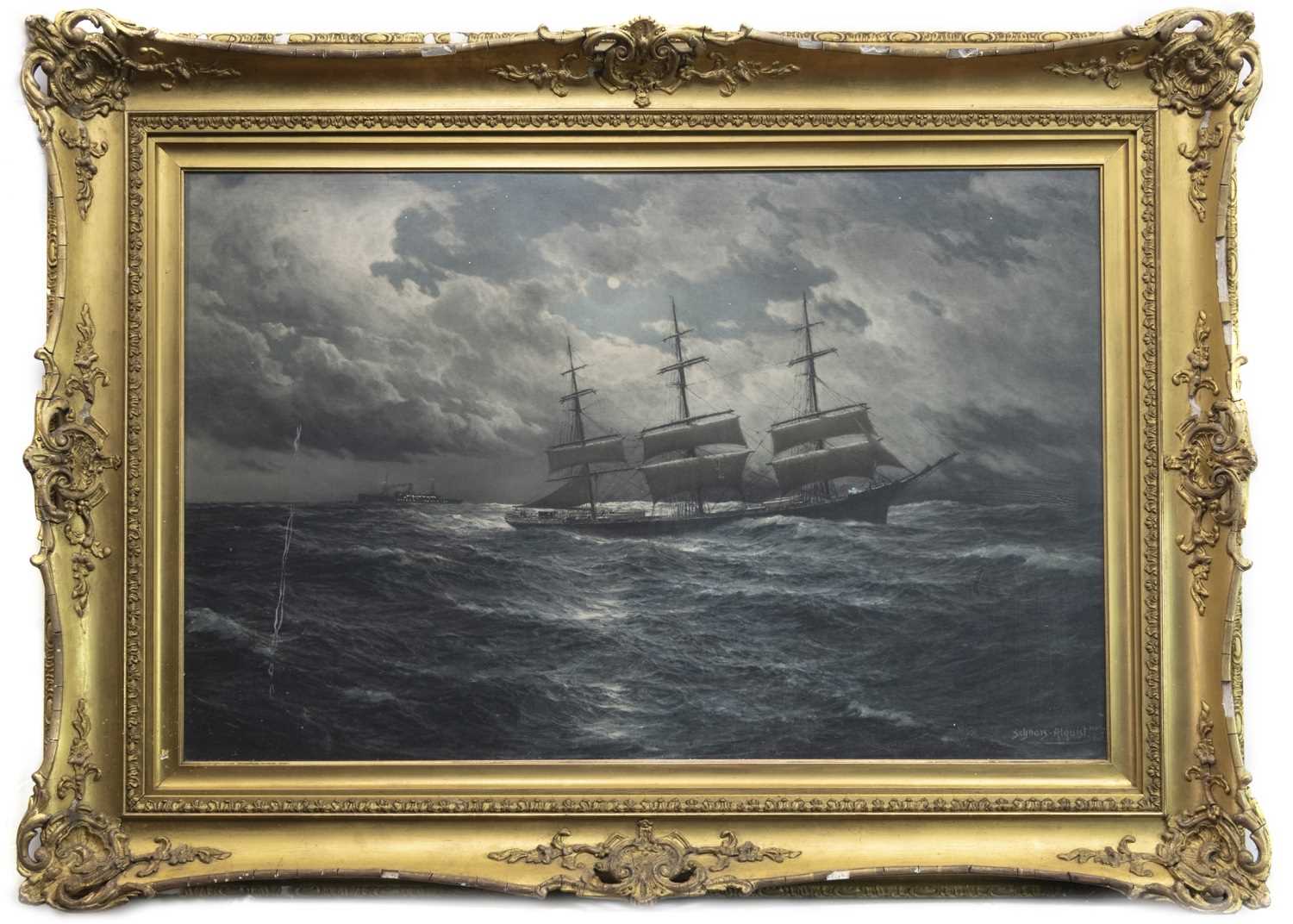 Lot 172 - SEASCAPE, AN OIL BY HUGO SCHNARS-ALQUIST