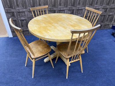 Lot 147 - A CONTEMPORARY CIRCULAR DINING TABLE AND CHAIRS