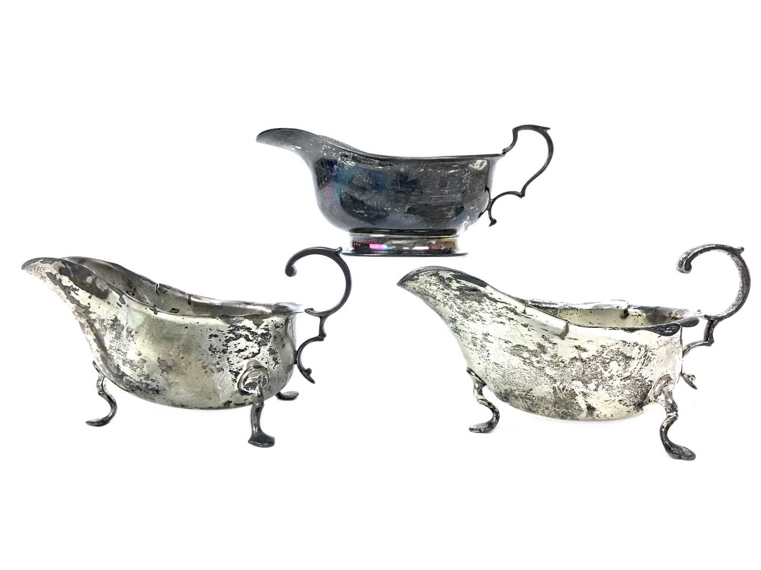 Lot 420 - A LOT OF THREE SILVER SAUCE BOATS