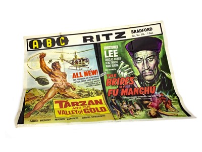 Lot 1734 - A TARZAN AND THE VALLEY OF GOLD/THE BRIDES OF FU MANCHU DOUBLE QUAD FILM POSTER