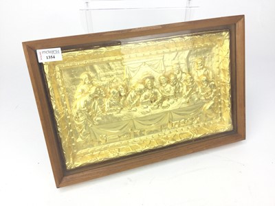 Lot 1354 - A MID-20TH CENTURY GILDED SPELTER PANEL OF THE LAST SUPPER