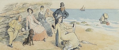 Lot 153 - AT THE SEASIDE, AN INK AND WATERCOLOUR BY RANDOLPH CALDECOTT