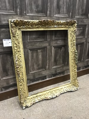 Lot 1356 - AN 18TH CENTURY GILDED CARVED OAK PICTURE FRAME