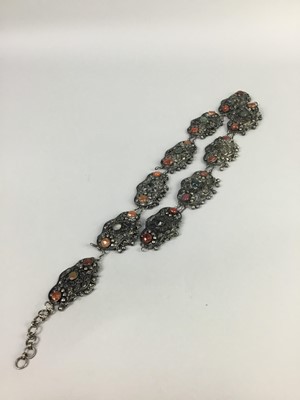 Lot 37 - A CHINESE WHITE METAL BELT CHAIN