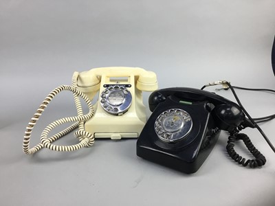 Lot 87 - A WHITE BAKELITE PHONE ALONG WITH ANOTHER PHONE
