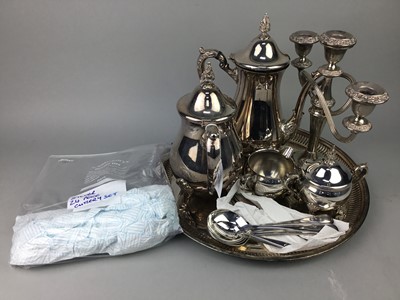 Lot 106 - A SILVER PLATED TEA AND COFFEE SERVICE AND OTHER PLATED WARES