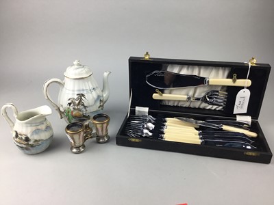 Lot 174 - A PAIR OF OPERA GLASSES, FISH CUTLERY AND JAPANESE CERAMICS