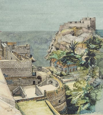 Lot 486 - DUBROVNIK, A PEN AND WASH MY IAN PHILLIPS