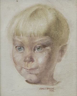 Lot 517 - PORTRAIT OF A YOUNG BOY, AN OIL BY CHARLES CAMERON BAILLIE