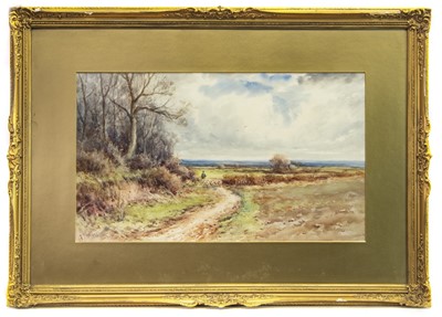 Lot 483 - RURAL SCENE WITH FIGURE, A WATERCOLOUR BY ALEXANDER MOLYNEUX STANNARDRD