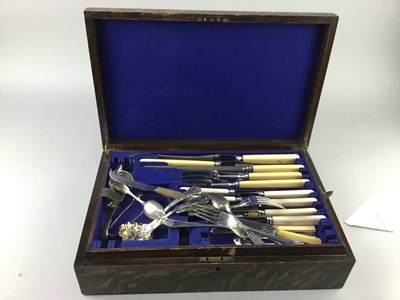 Lot 241 - AN OAK CANTEEN OF SILVER PLATED CUTLERY