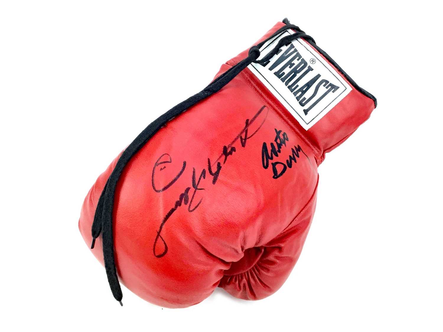 Lot 1750 - AN EVERLAST BOXING GLOVE SIGNED BY ROBERTO DURAN AND SUGAR RAY LEONARD
