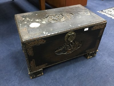 Lot 295 - AN EARLY 20TH CENTURY CHINESE CARVED WOOD BLANKET CHEST