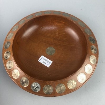 Lot 205 - A COIN ENCRUSTED BOWL AND OTHER COINS