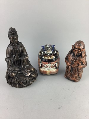 Lot 237 - A SAMURAI COOKIE JAR AND OTHERS
