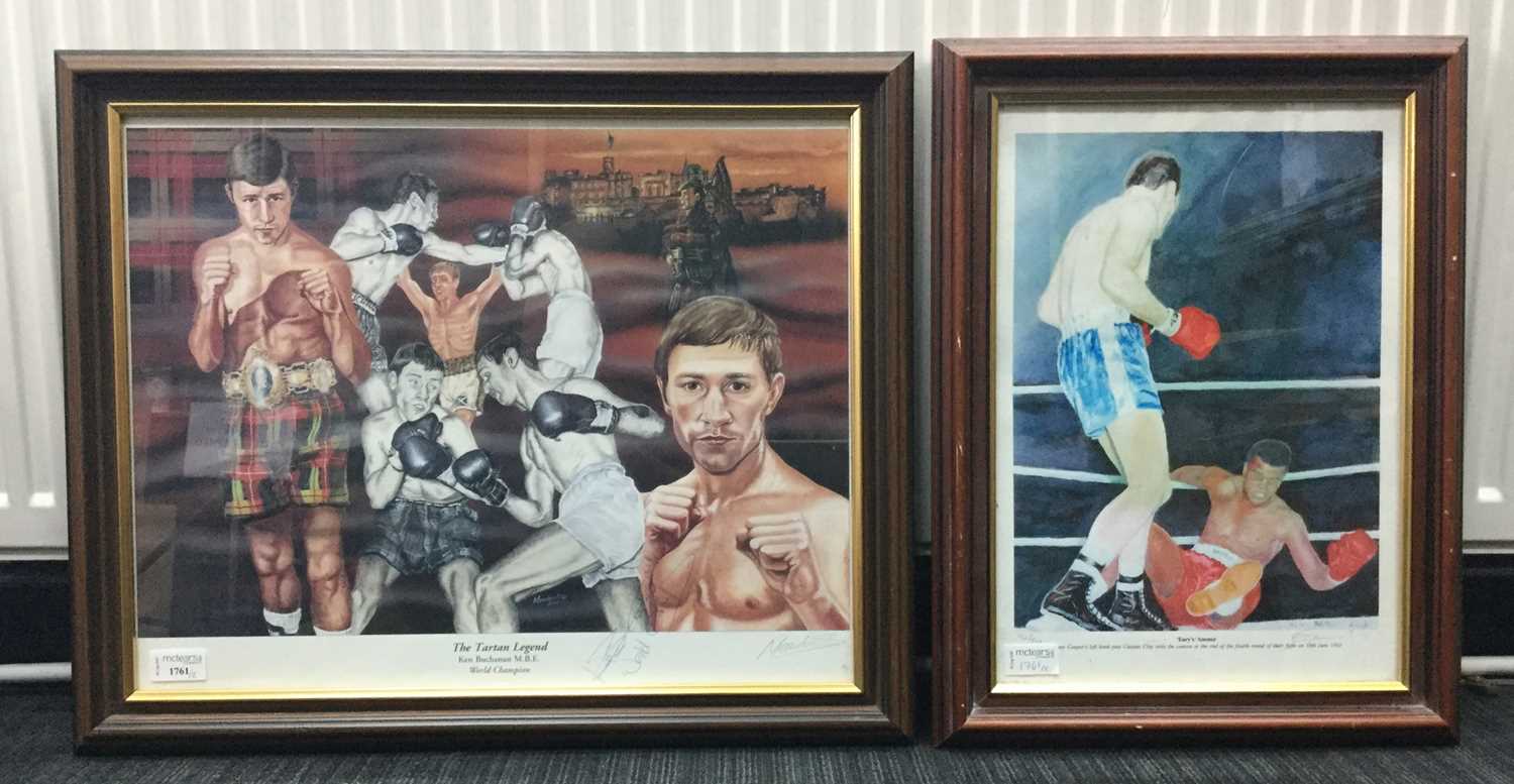 Lot 1761 - A LOT OF TWO SIGNED PRINTS OF BOXERS