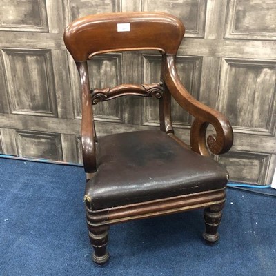Lot 327 - A CHILD'S MAHOGANY ELBOW CHAIR